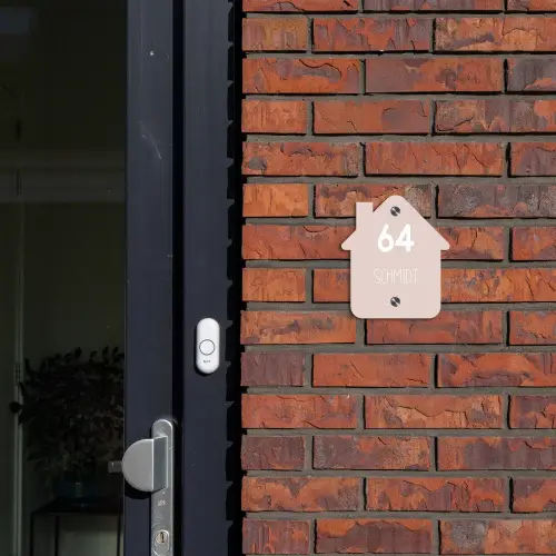Lichtroze - Modern Naambord Huisje klein -sfeer2