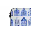 Patroon - Huizen - Blauw laptophoes neopreen klein 279 -detail