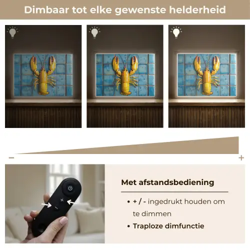 Kreeft - Geel - Blauw - Tegels Light Box met batterij (Wandlamp) middel -USP_dimbaarNL