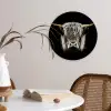 Schotse hooglander - Goud - Hoorns - Zwart wit - Koe - Dieren Wandcirkel kunststof plaat 5mm dik klein -sfeer4
