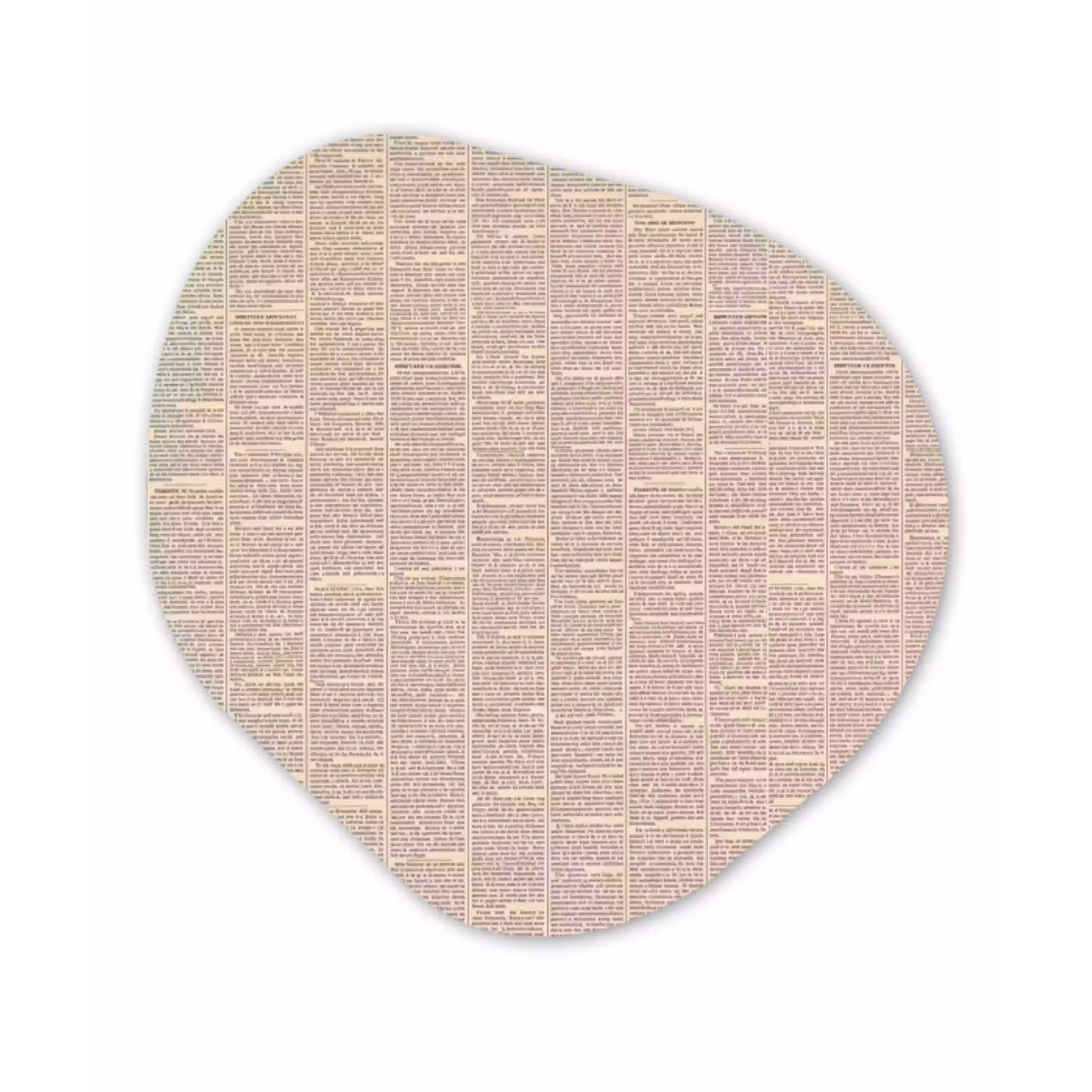Krant - Nieuws - Historisch - Vintage - Beige Wandcirkel Organisch Forex 3mm klein -3d