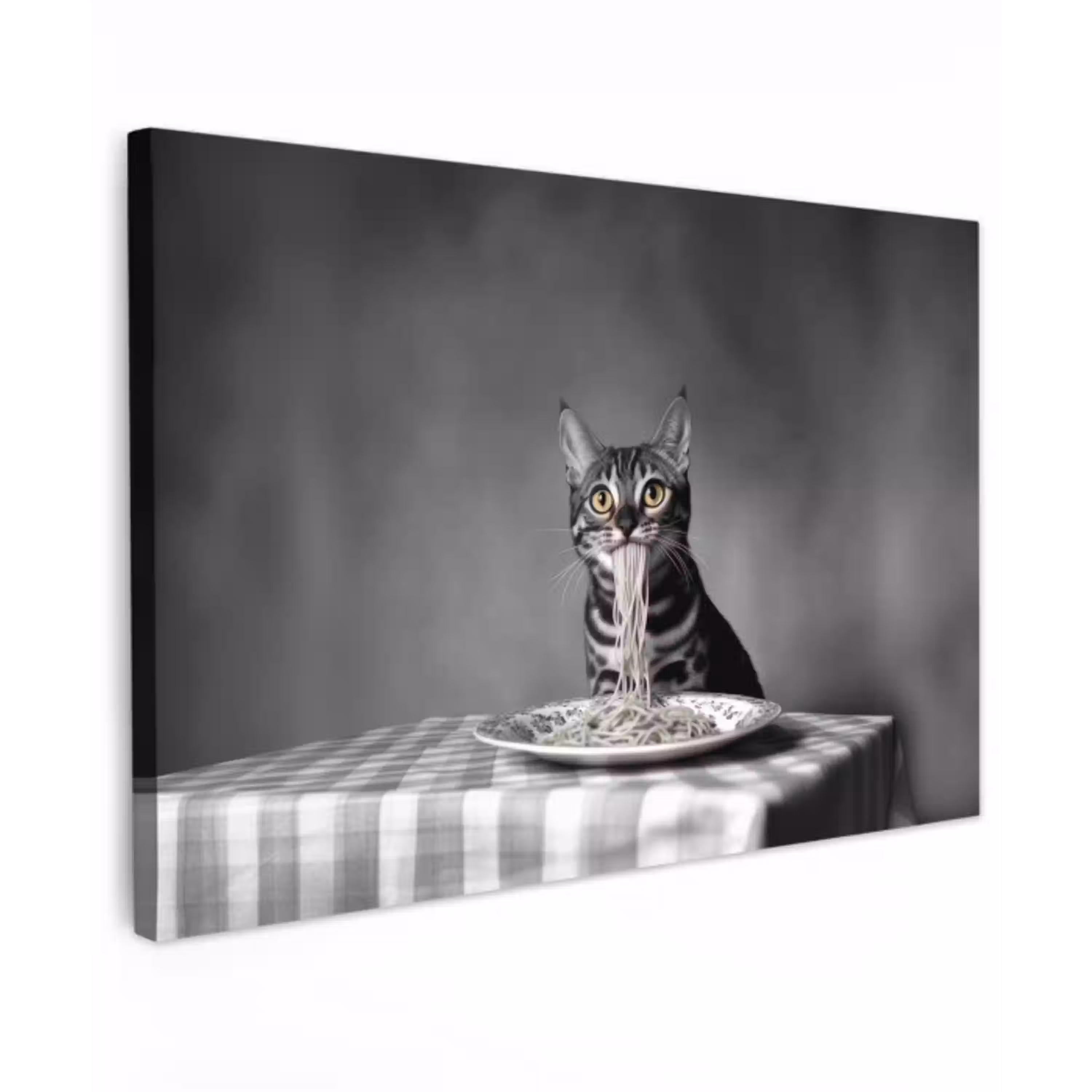 Bengaal - Kat - Tafelkleed - Zwart - Wit - Dier canvas 2cm klein -z3d