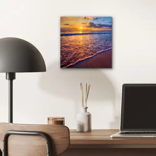Zee - Strand - Zonsondergang - Wolken - Horizon aluminium wit klein -sfeer5