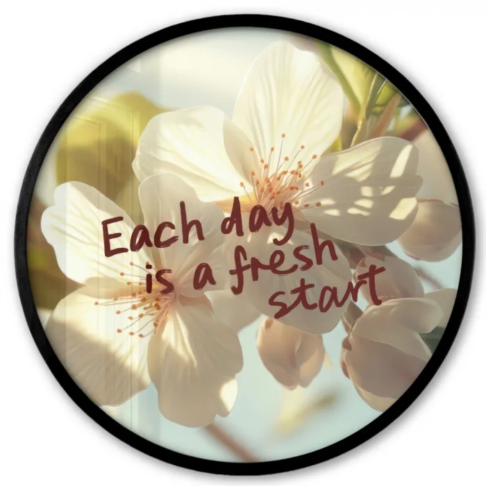 Bloesems - Zonlicht - Quote - Wit Fotolijst rond zonder passe partout klein -3d