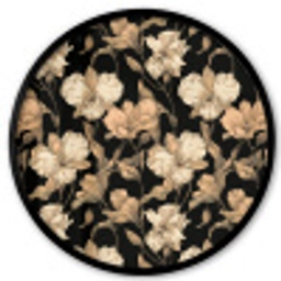 Orchideeën - Lijntekening - Patroon - Beige - Zwart Fotolijst rond zonder passe partout klein 856 -3d