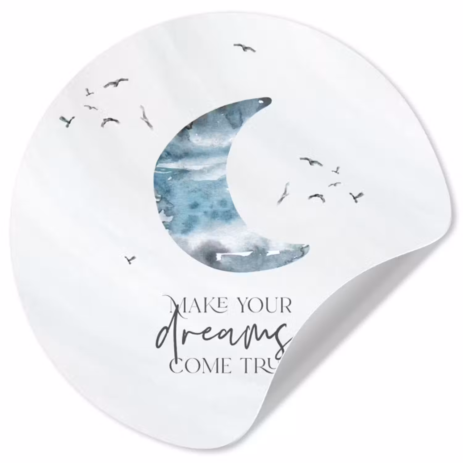 Behangcirkel - Kinderen - Make your dreams come true - Spreuken - Jongens - Blauw - Waterverf
