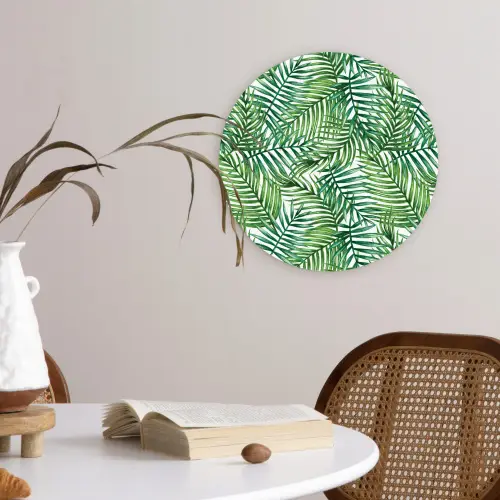 Palmboom - Bladeren - Groen Wandcirkel kunststof plaat 5mm dik klein 188 -sfeer4