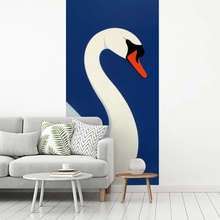 Zwaan - Wit - Snavel - Illustratie fotobehang vinyl groot -woonkamer