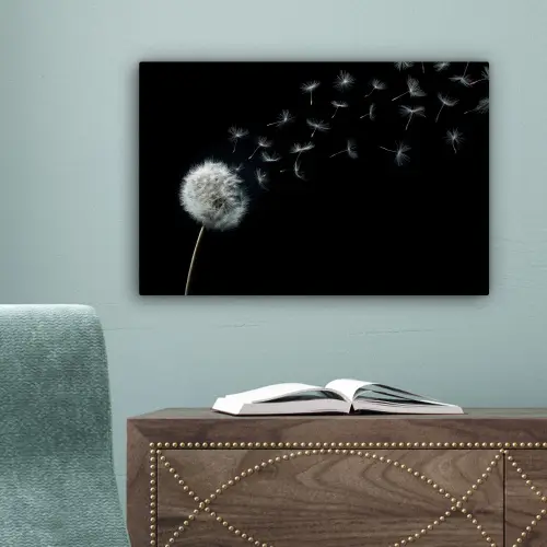 Paardenbloem - Zwart - Natuur canvas 2cm klein -sfeer4