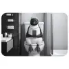 Pinguïn - Telefoon - Toilet - Zwart - Wit Badmat klein -3d