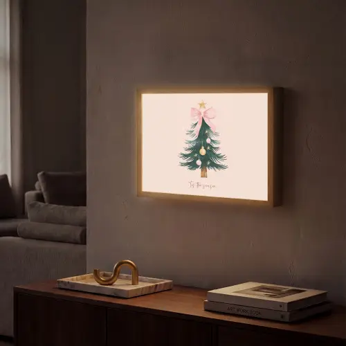 Christmas Season - Kerst - Kerstboom - Roze Light Box met batterij (Wandlamp) middel -sfeer1