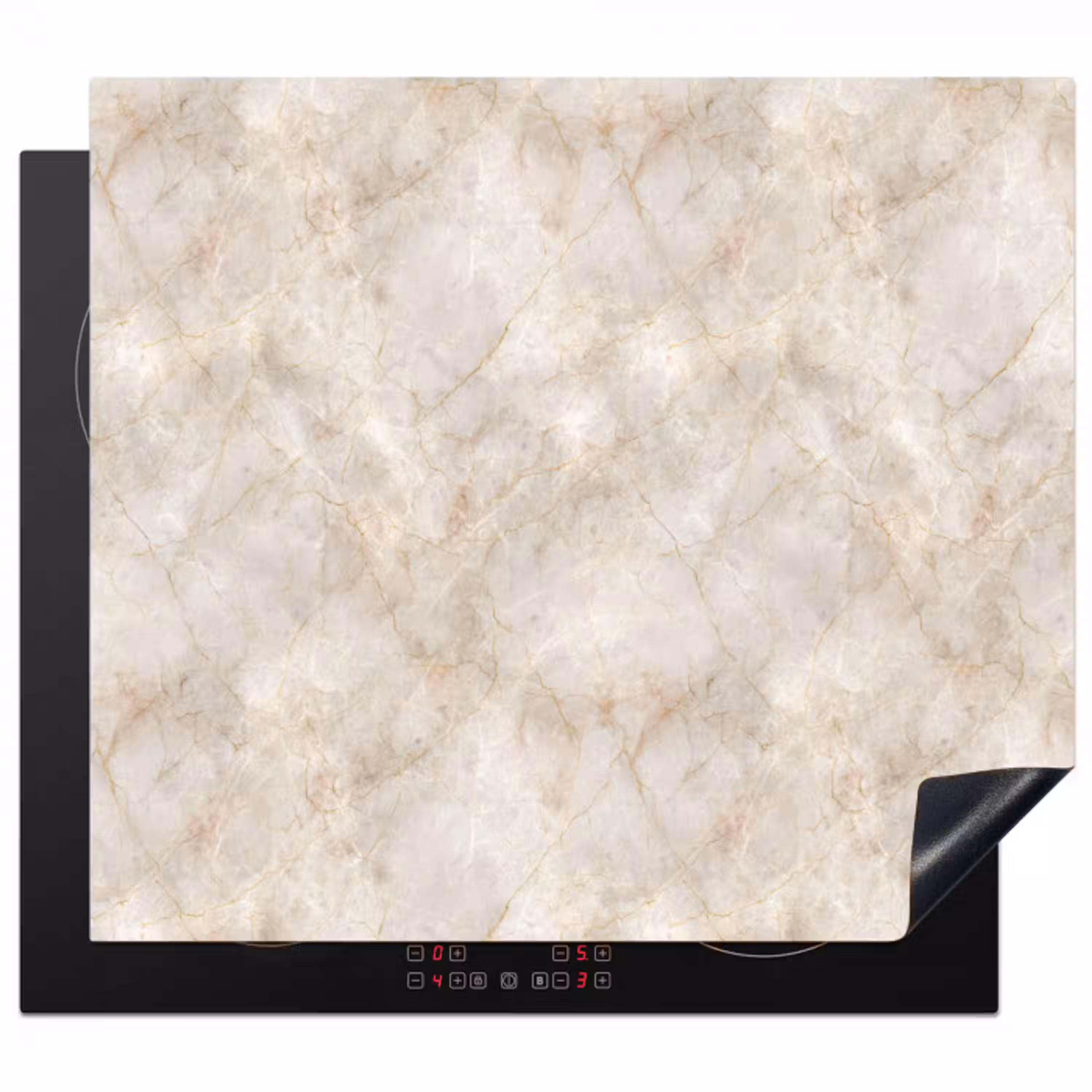 Lichtbeige - Goudbruine Nerven - Marmer Inductie beschermer vinyl 3mm middel 274 -3d