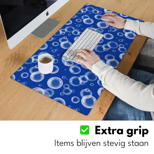 Bubbels - Patroon - Blauw Muismat XXL klein -sfeer3