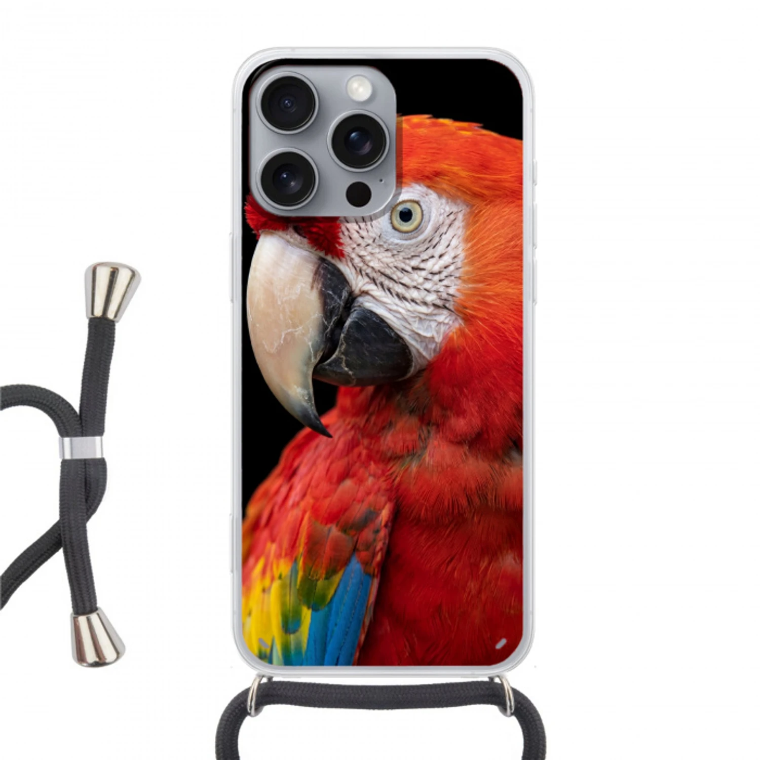 Ara - Portret - Rood Hoesje iPhone 16 Pro Max met koord klein -3d