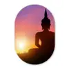 Zonsondergang - Horizon - Boeddha beeld - Buddha -  Silhouette Wandcirkel Ovaal Forex klein -3d