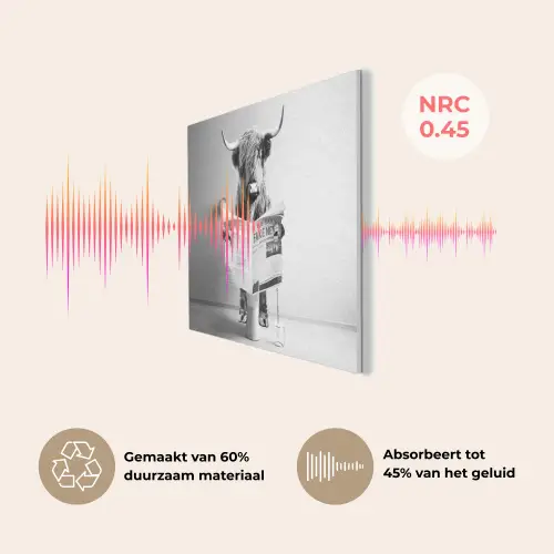 WC - Toilet - Krant - Schotse Hooglander - Zwart Wit PET vilt klein -USP_NL