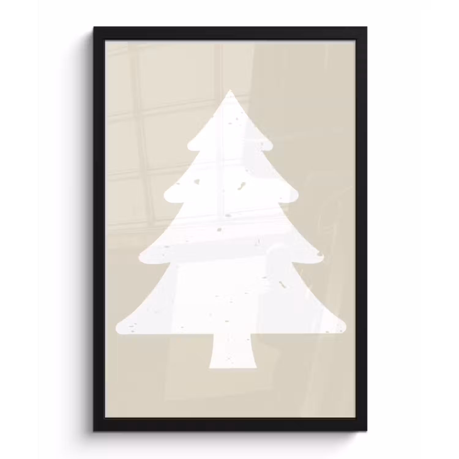 Poster met lijst - Japandi - Kerstboom - Beige - Kerstversiering