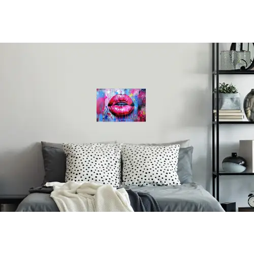 Graffiti - Lippen - Felroze - Geschilderd Muursticker klein -slaapkamer