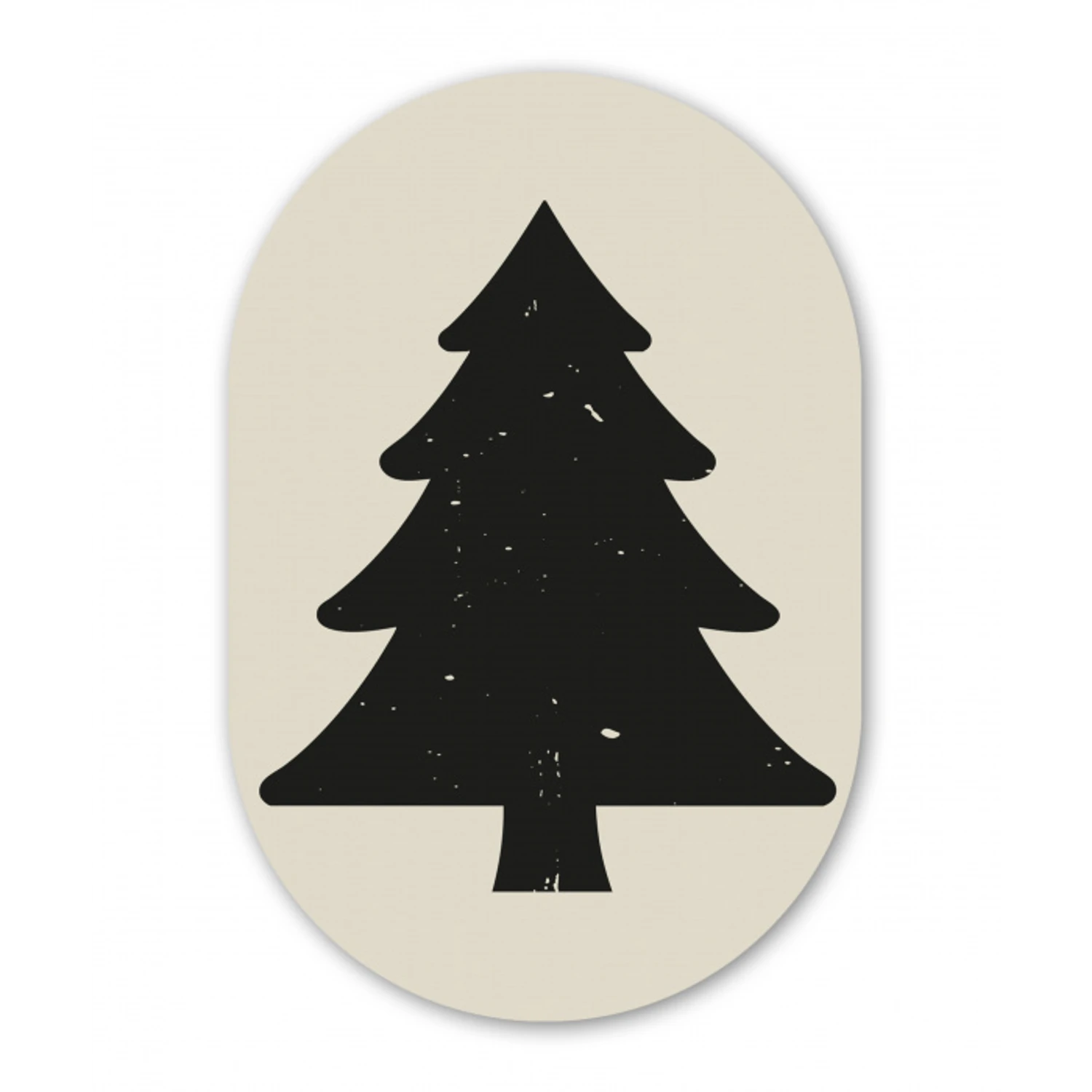 Kerstboom - Zwarte kerstboom - Boom - Japandi Wandcirkel Ovaal Glas middel -3d