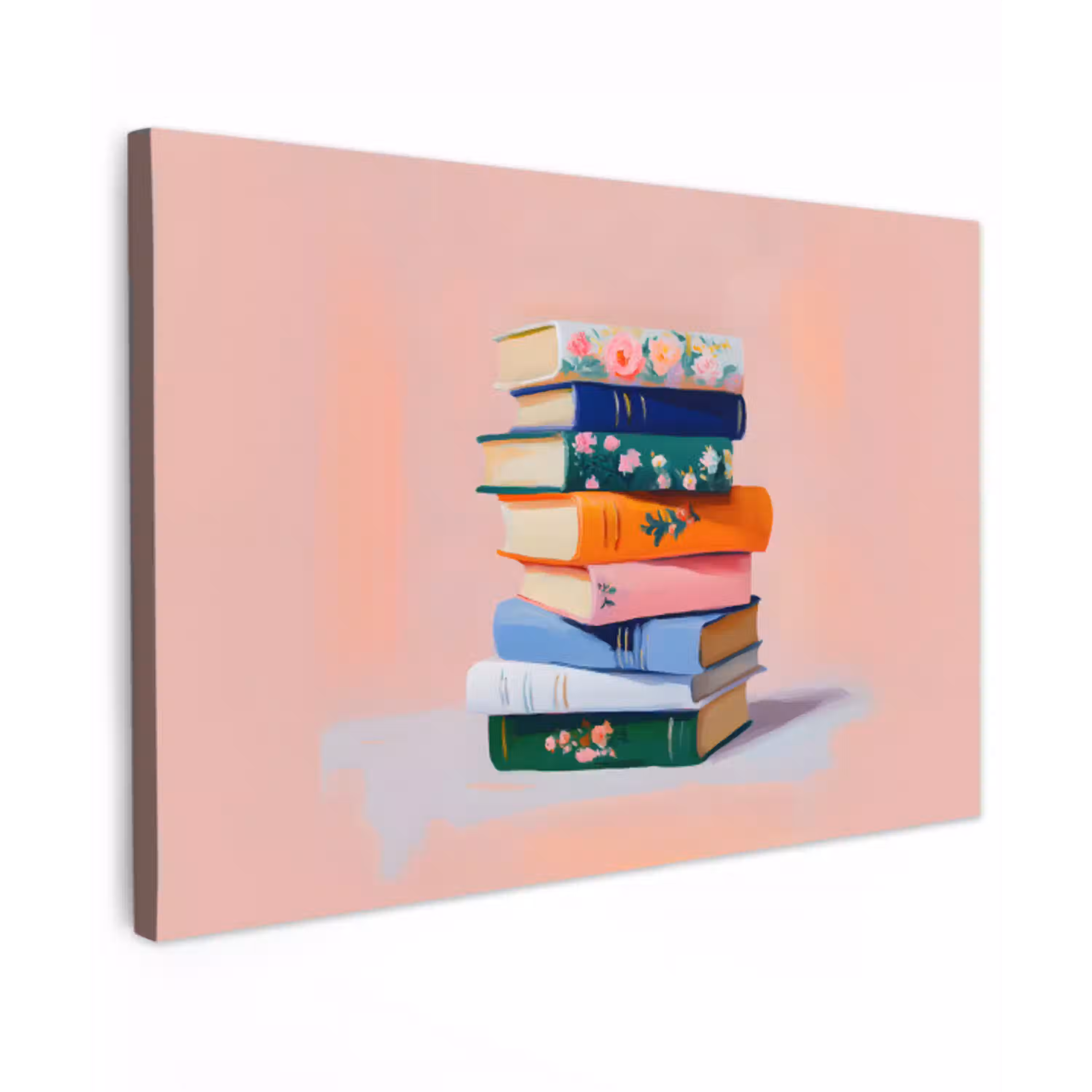 Boeken - Stapel - Kleurrijk canvas 2cm klein -z3d