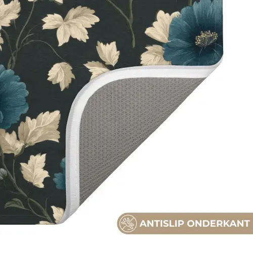Botanisch - Bloemen - Blauw Badmat klein 997 -USP_AntislipNL