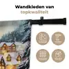 Kerstdorp - Huizen - Sneeuw - Kerst Wandkleed katoen klein -sfeer2