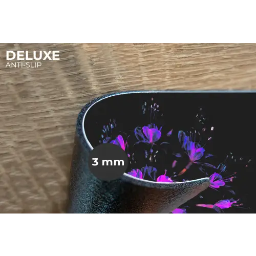 Bloem - Paars - Blauw - Macro - Zwart Placemat vinyl groot -closeup