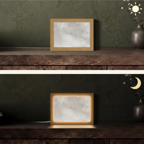 Beton - Grijs Light Box met kabel (Tafellamp) klein -sfeer3