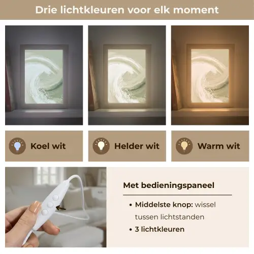 Abstract - Penseelstreken - Golven - Groen Light Box met kabel (Tafellamp) klein -USP_lichtkleurNL