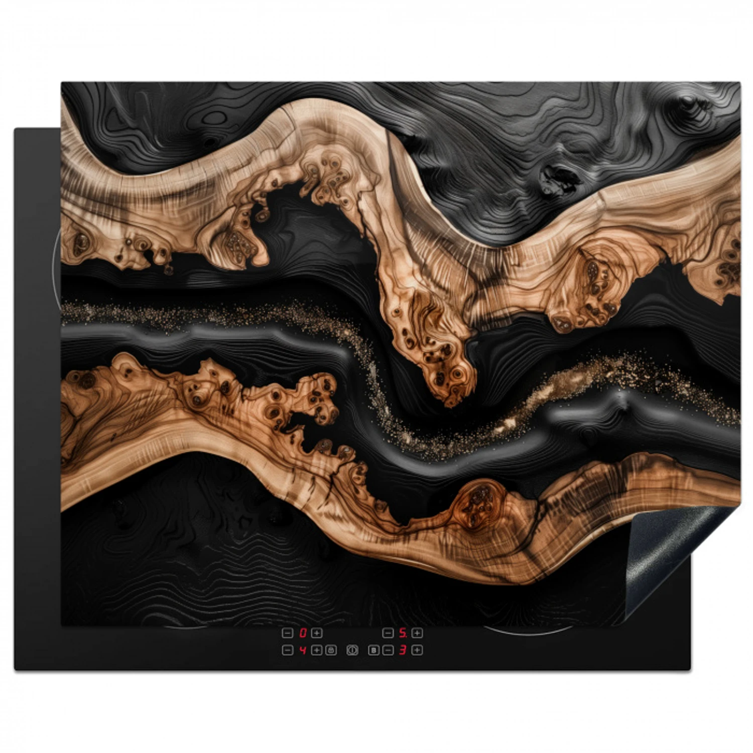 Rivieren van Hout en Hars Inductie beschermer vinyl 3mm groot -3d