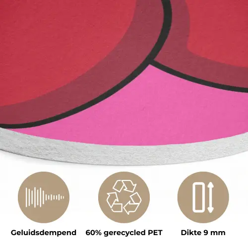 Kers - Roze - Fruit Akoestische PET Vilt - Rond klein -closeup_NL