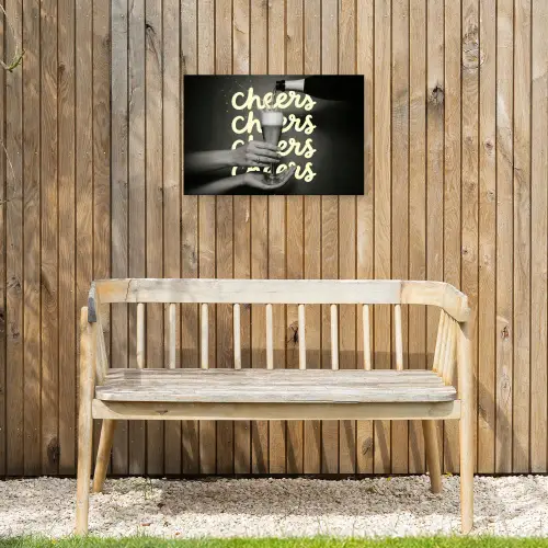 Cheers - Wijn - Zwart - Wit Tuinposter op houten frame 2 cm dik klein -sfeer4