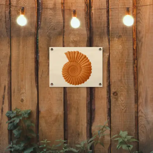 Schelp - Oranje - Ribbels tuinposter los doek klein -sfeer1