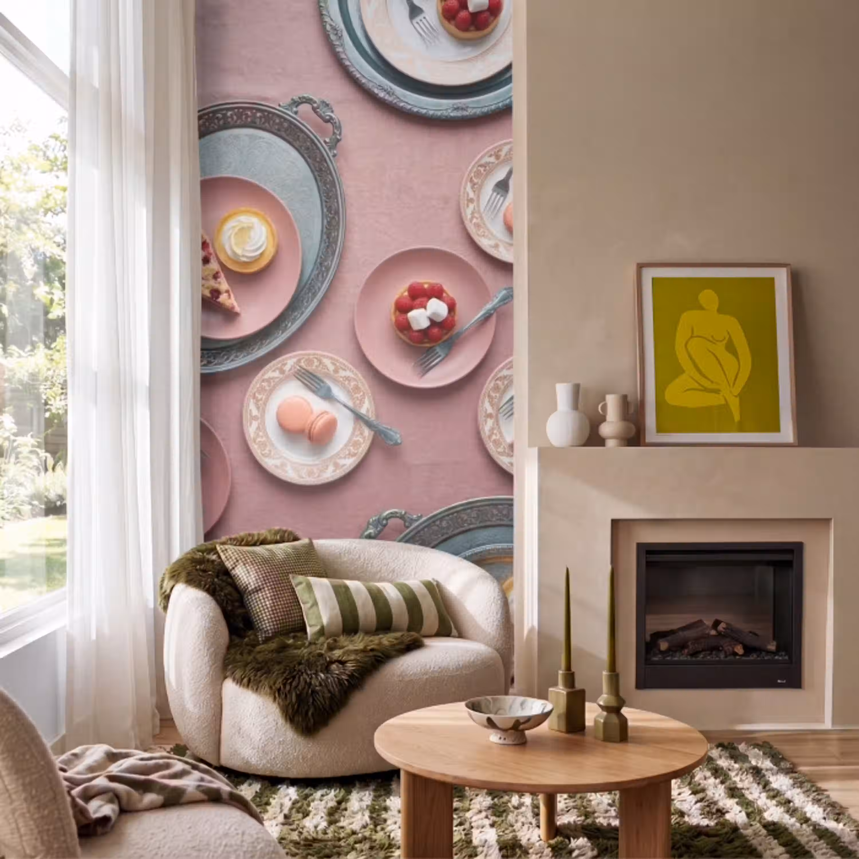 Dessert - Taart - Gebak - Zoet - Roze Behang Vlies klein -sfeer2