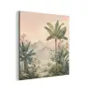 Tropisch landschap - palmbomen - Bloemen - Roze lucht aluminium wit klein -3d