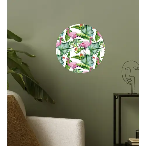Bladeren - Flamingo - Bloemen - Jungle Wandcirkel behangsticker klein -sfeer2
