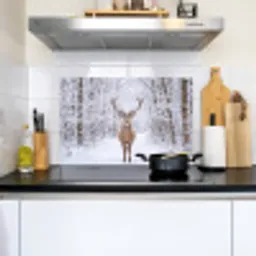 Hert - Winter - Bos - Natuur - Wit Inductie beschemer met haakjes klein -sfeer2