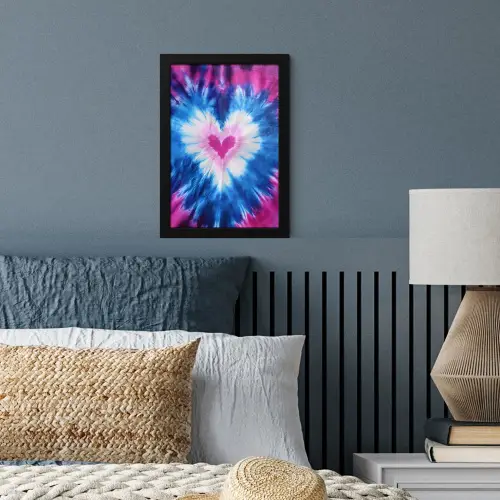 Hartvormig - Tie dye - Paars fotolijst zwart zonder passe partout klein -sfeer3