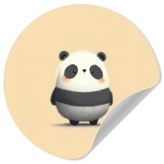 Panda - Beige - Minimalistisch Wandcirkel behangsticker klein -3d