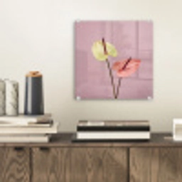 Bloemen - Anthuriums - Geel - Roze plexiglas 5mm klein -sfeer1