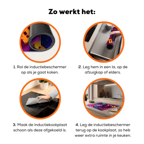 Cassetteband - Kleurrijk - Energiek Inductie beschermer vinyl 3mm klein -zzzzzzz-td-werking