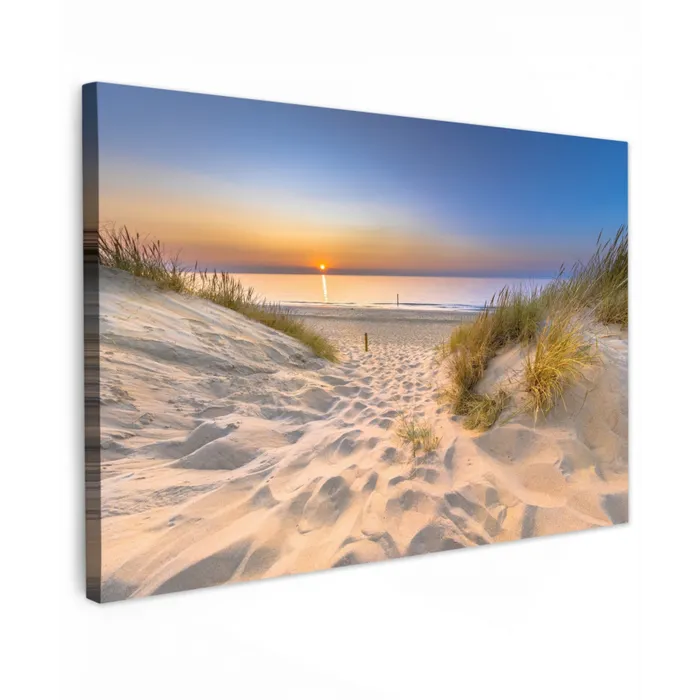 Duin - Zonsondergang - Horizon - Strand - Gras Tuinposter op houten frame 2 cm dik klein -3d