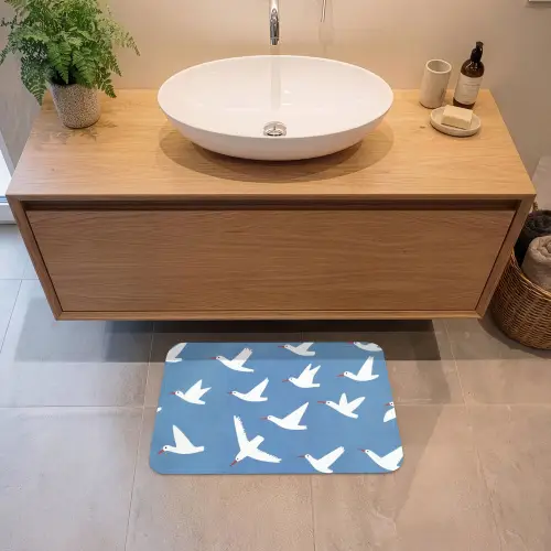 Vogels - Wit - Patroon Badmat klein -sfeer1