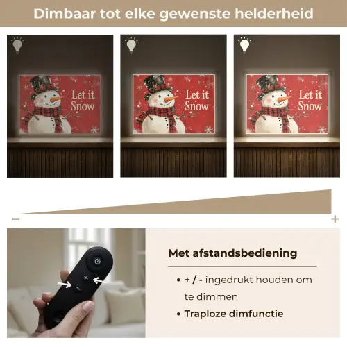 Sneeuwpret - Winter - Sneeuwpop Light Box met batterij (Wandlamp) middel -USP_dimbaarNL