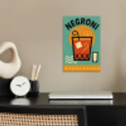 Cocktail - Negroni - Art - Sinaasappel poster papier klein -sfeer1