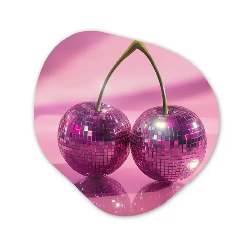 Glitter - Discobol - Roze - Kersen Wandcirkel Organisch Plexiglas middel -3d