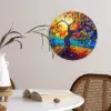 Boom - Zon - Verflook - Kleuren - Abstract Wandcirkel kunststof plaat 5mm dik klein -sfeer4