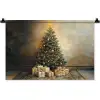 Kerstboom - Cadeaus - Goud Wandkleed katoen klein -zz3d