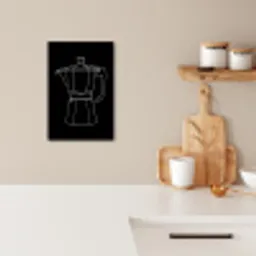 Mokkapot - Zwart - Wit - Lijntekening KitchenYeah - Keuken - Canvas klein -sfeer1