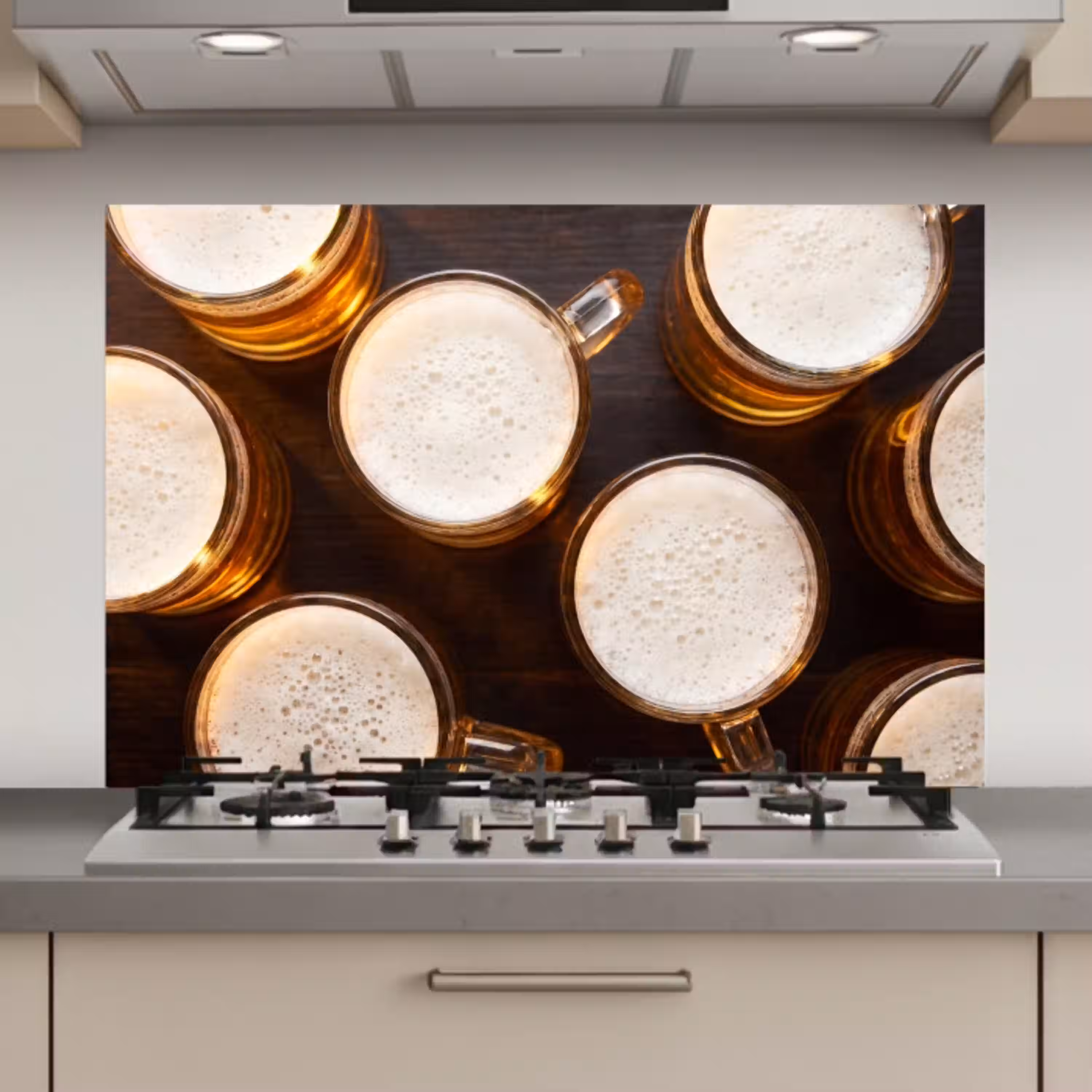 Bier - Glazen - Schuim - Hout - Drank keuken achterwand spatscherm klein -3d_website